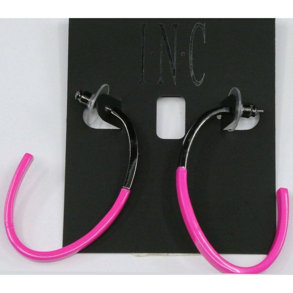 New Inc Med Pink/Black Thin Hoop Earrings $29.50 - Picture 4 of 4